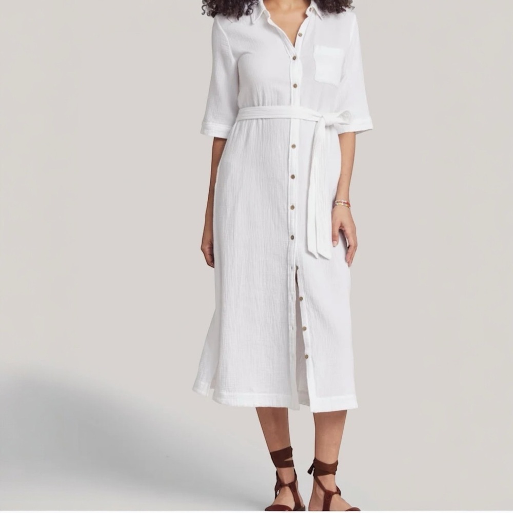 Faherty Delaney Shirtdress Midi Dress Size M